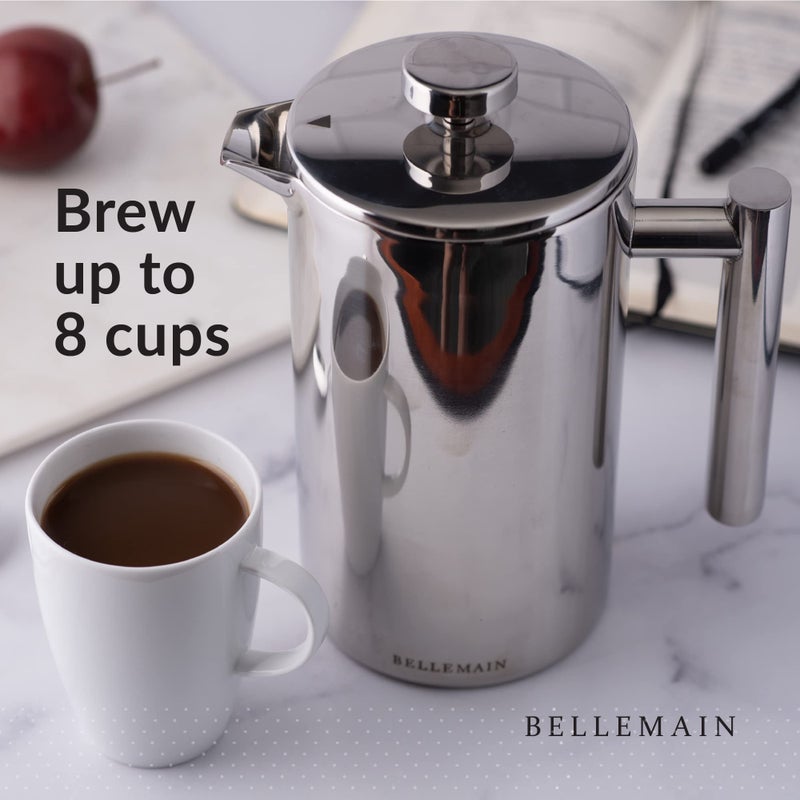 Bellemain French Press Coffee Maker Extra Filters Included, 35 oz, Stainless Steel - Image 4